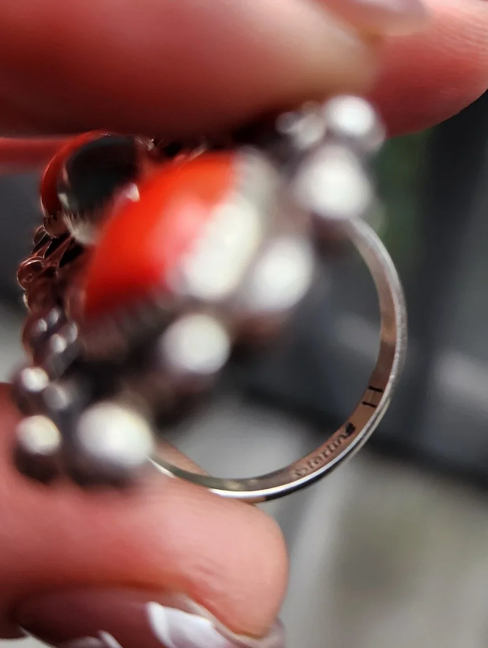 Handmade Sterling Silver 925 Navajo Native American Spiny Heart, Turquoise Ring